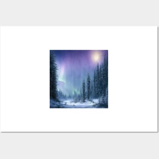 Aurora Winter Night Posters and Art